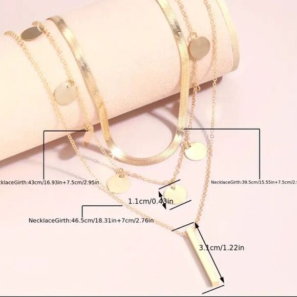 3pcs/set Exquisite Layered Golden Necklace for Women - Picture 5 of 9